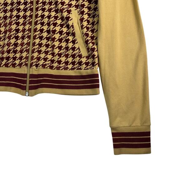 ENYCE Houndstooth Full Zip Jacket Hooded Embroidered Logo Mustard/Burgundy Sz SM - Picture 8 of 16